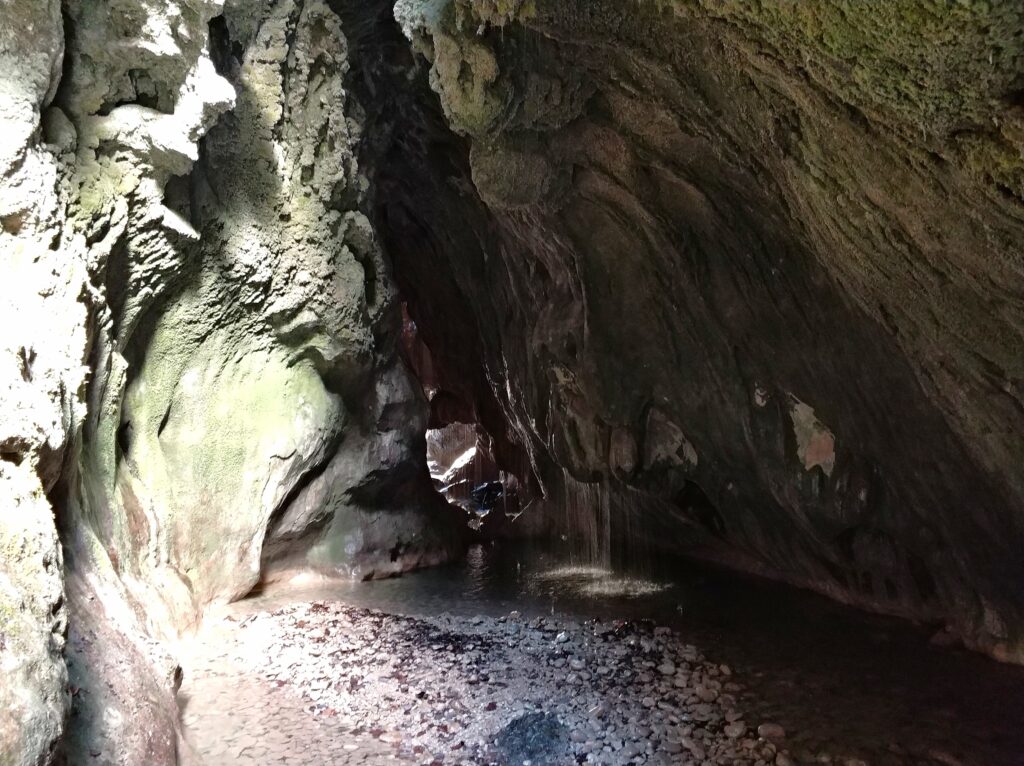 tramo final del pont cabradis donde el rio transcurre por medio de un túnel natural