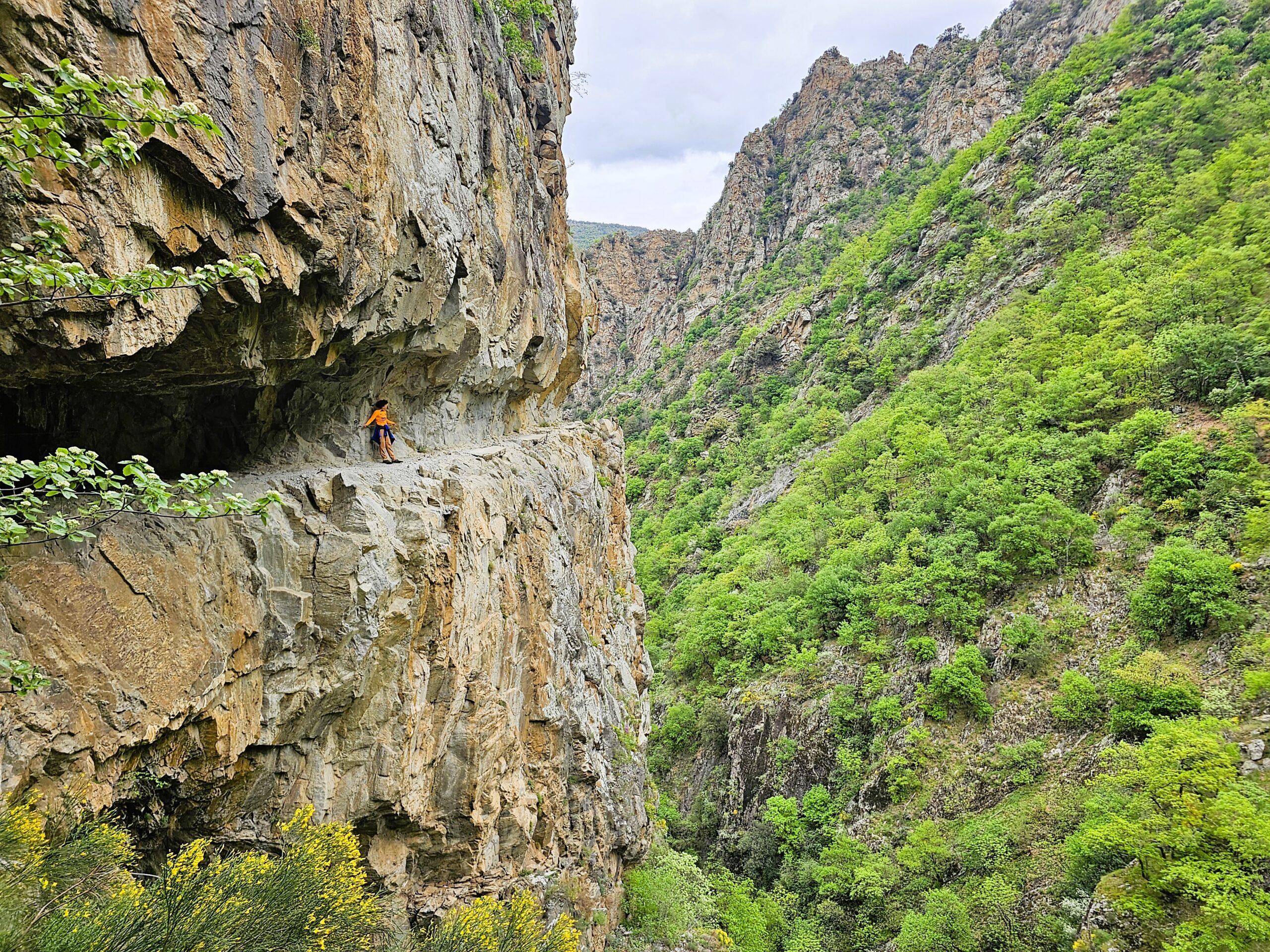 sendero excavado en la roca, gorges de la caranca, francia