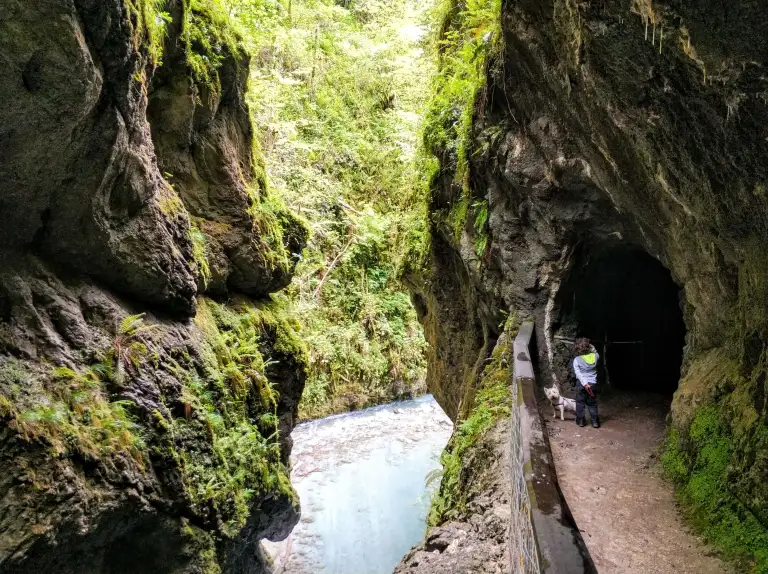 sendero excavado en la roca en las gorges de kakuetta, francia
